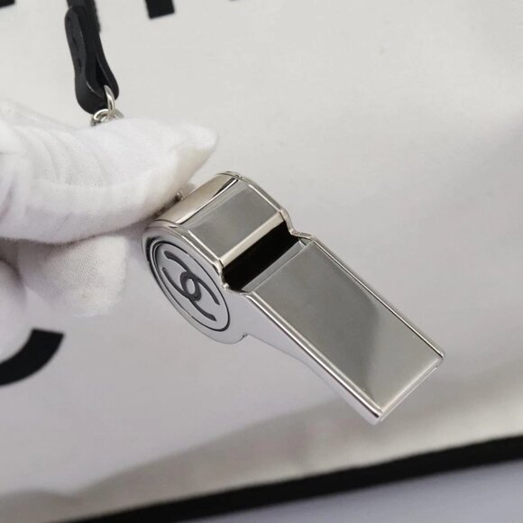 CHANEL Ladies First Tote Bag Canvas Black White CC Auth PP319AV - Picture 9 of 16